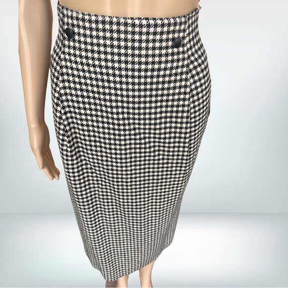 Lambswool Houndstooth belted Pencil Skirt size 10 - Picture 3 of 6